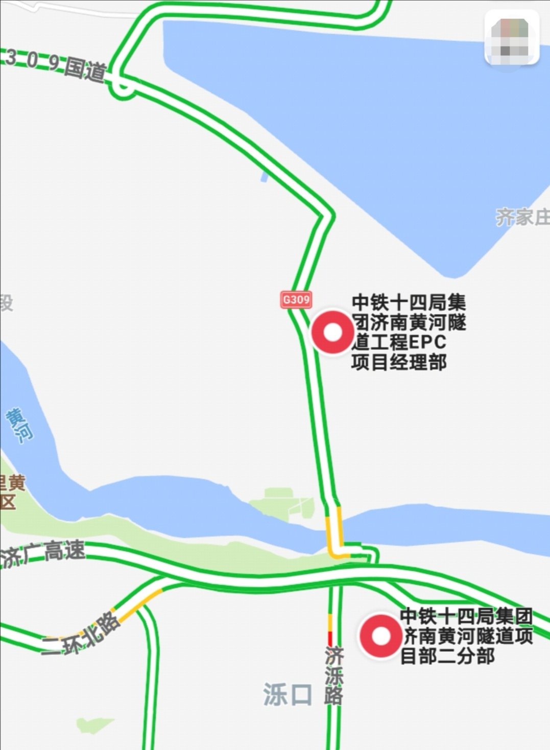 济南黄河隧道南起泺口南路,依次下穿二环北路,北绕城高速,南岸大堤