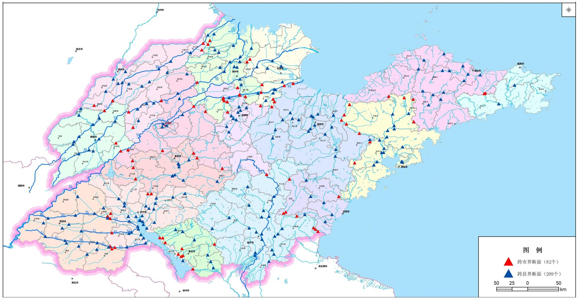 图/全省291个省控及以上跨县(市,区)界河流断面.