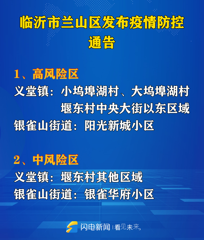 临沂市兰山区发布疫情防控通告这些地方被划为高风险区