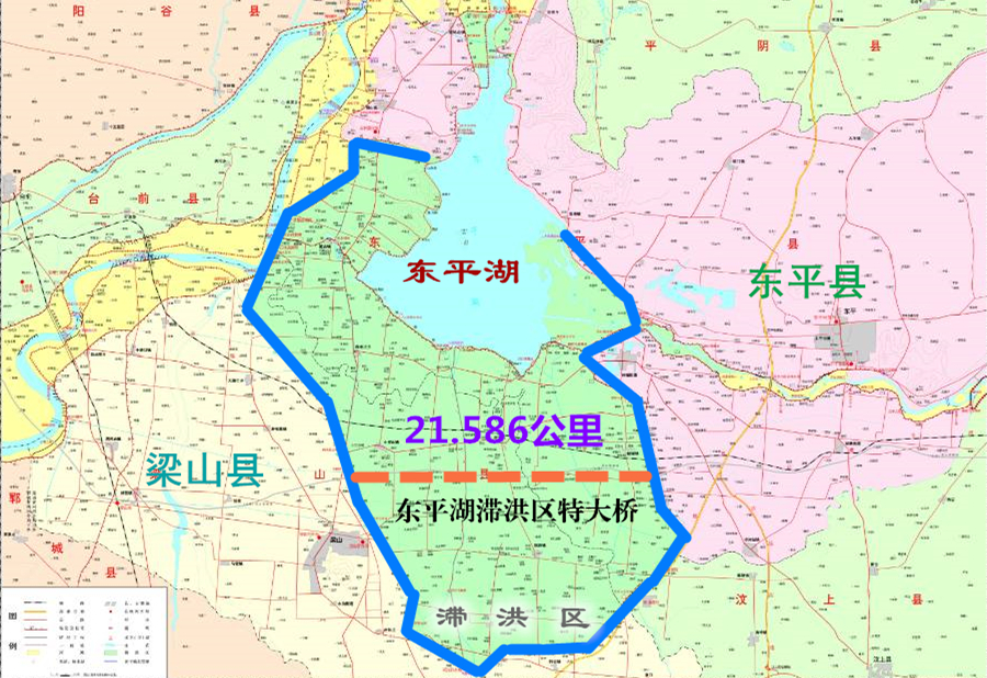 65秒21568公里中国陆上公路第一长桥宁梁高速东平湖滞洪区特大桥全景