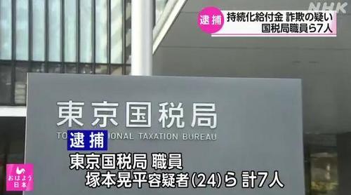 日本多名国税局职员诈骗疫情补助金被捕