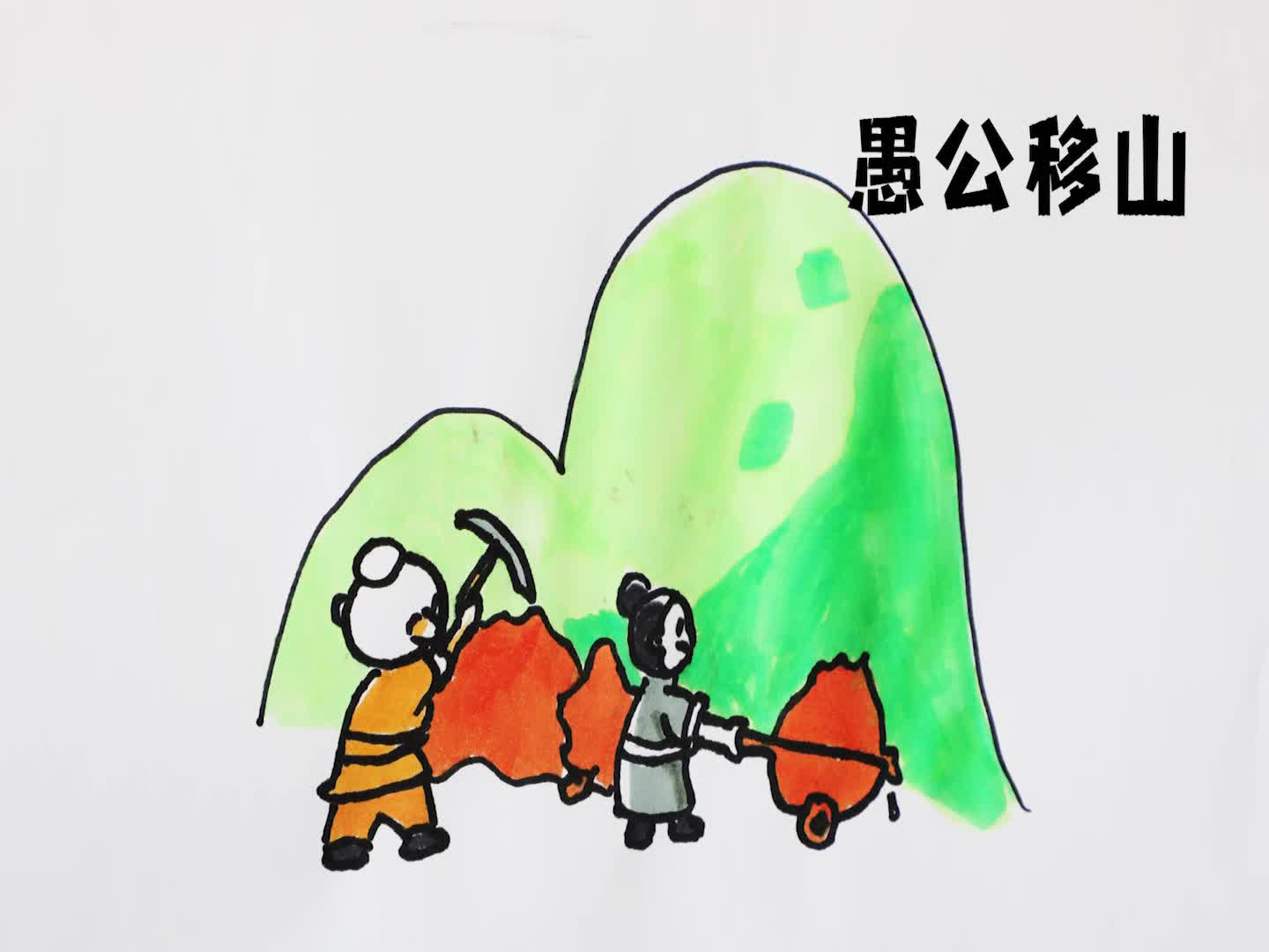 愚公移山简笔画画法图片