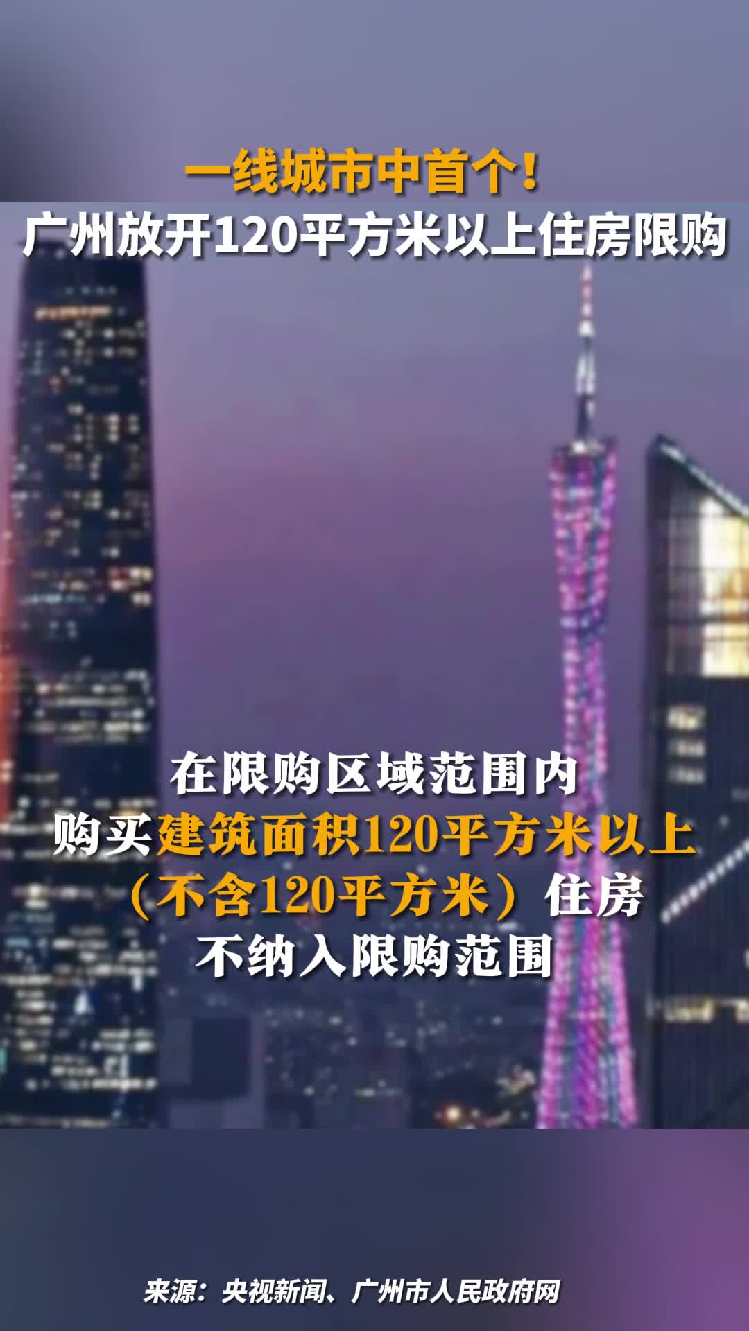 一线城市中首个广州放开120平方米以上住房限购