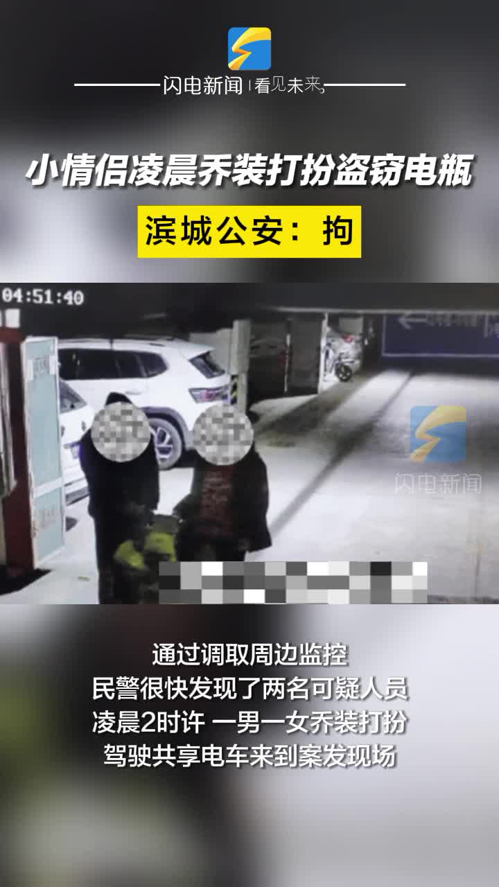 小情侶凌晨喬裝打扮盜竊電瓶 濱城公安：拘