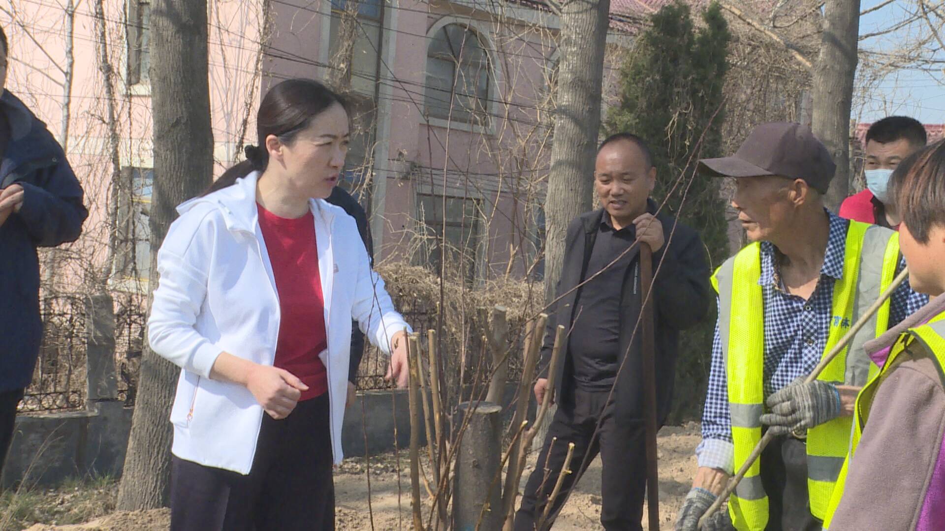 刘爱菊参加单县公路事业发展中心义务植树活动
