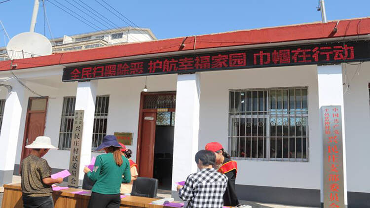 临沂市平邑县仲村镇全民扫黑除恶护航幸福家园巾帼在行动
