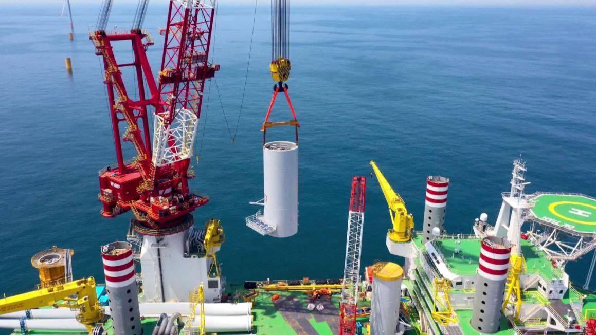 国家电投山东半岛南3号海上风电项目全部吊装完成