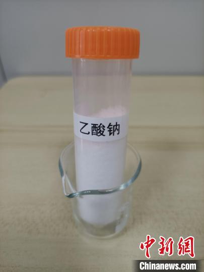 研究团队通过固态电解质反应器制备的乙酸钠粉末。 研究团队 供图