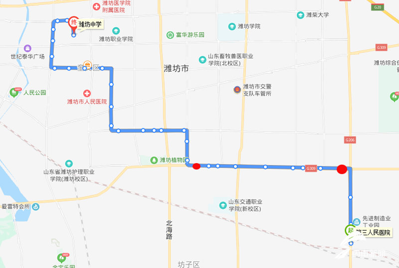 潍坊96路公交车路线图图片