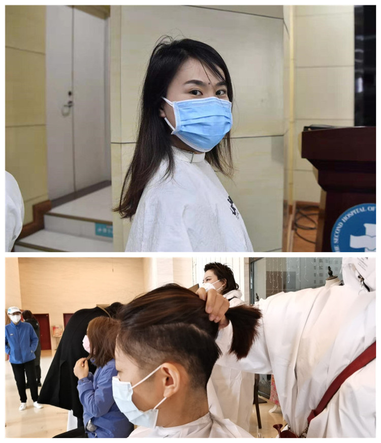 武汉疫线记录医疗队员再剪发从长发及腰到头上小笼包
