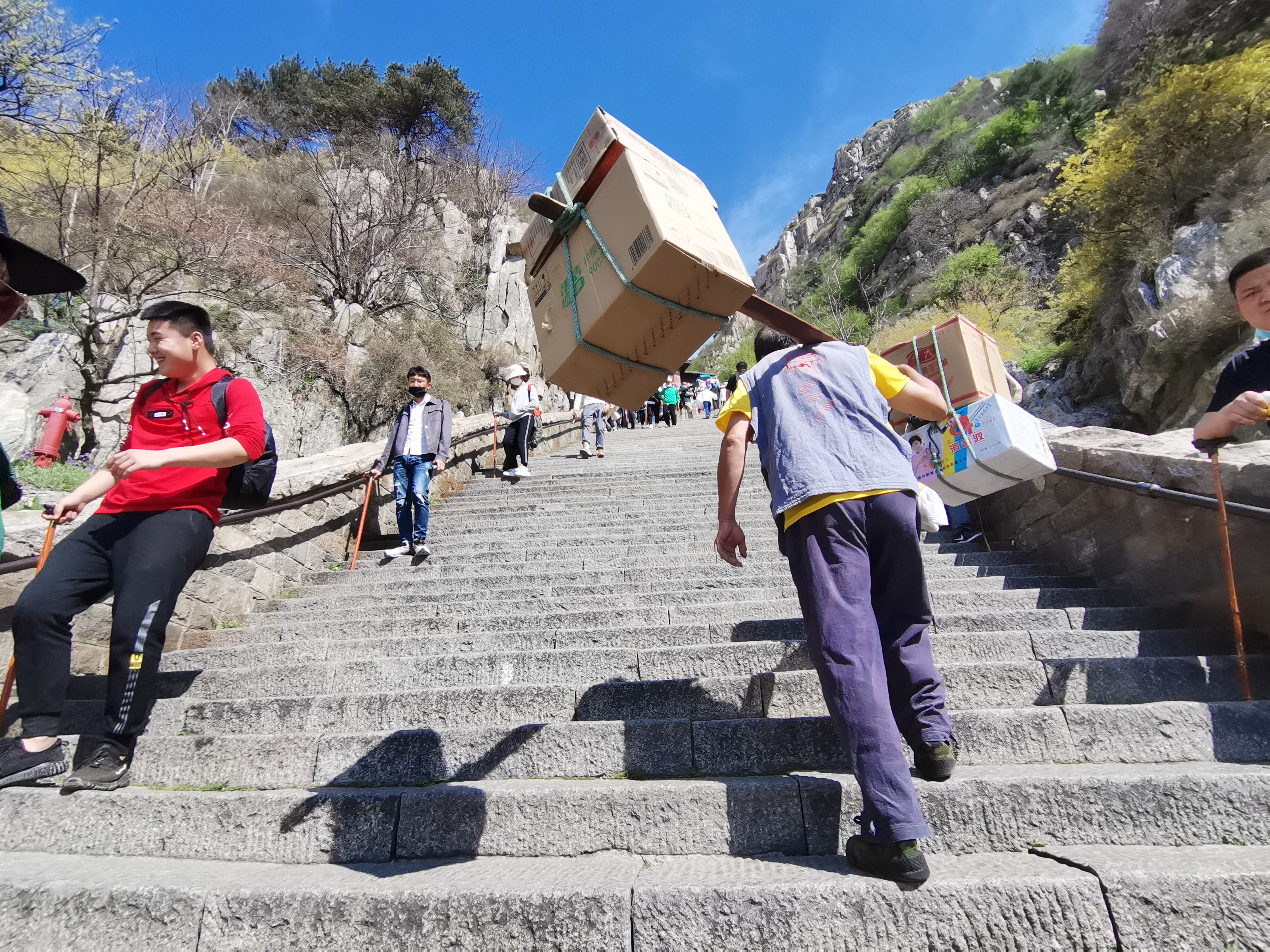 泰山挑山工照片图片