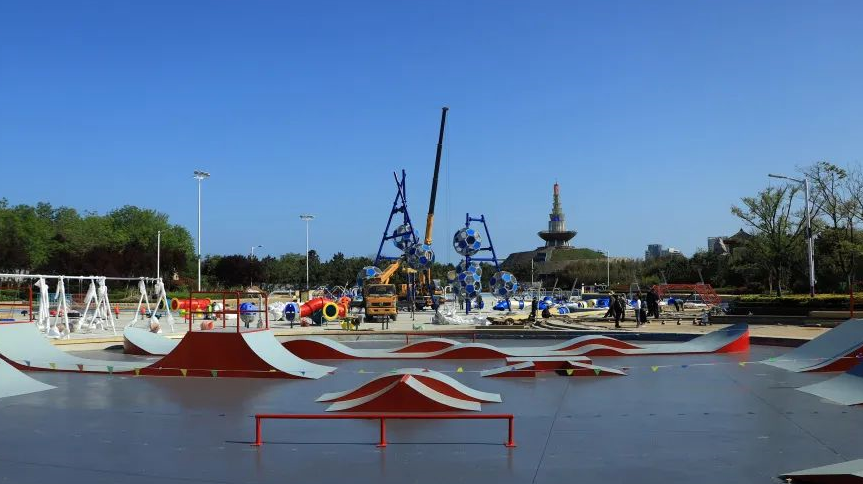 35秒|日照:万平口儿童运动乐园正紧张施工 6月1日起对外免费开放