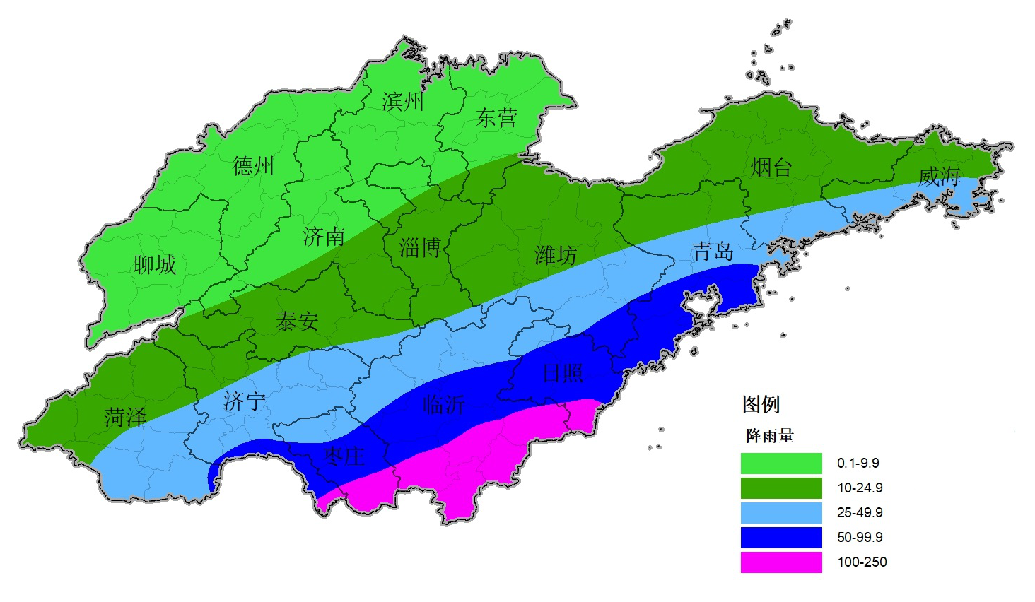 7月11～12日全省过程降水量预报图(单位:毫米)