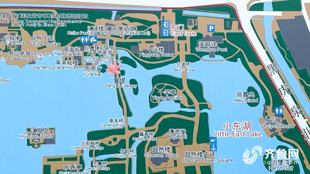 大明湖平面图手绘图片