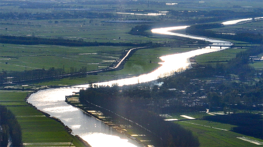 俯瞰京杭大运河与徒骇河交汇处