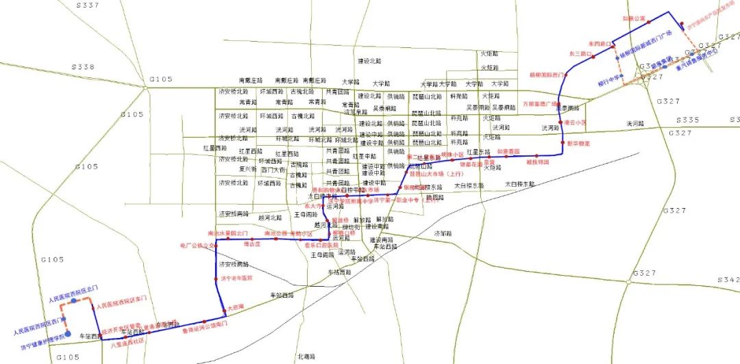 6月15日日起，济宁正义公交201路将调整延伸线路走向