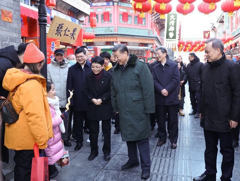 2024年2月1日，習近平總書記在天津古文化街考察。