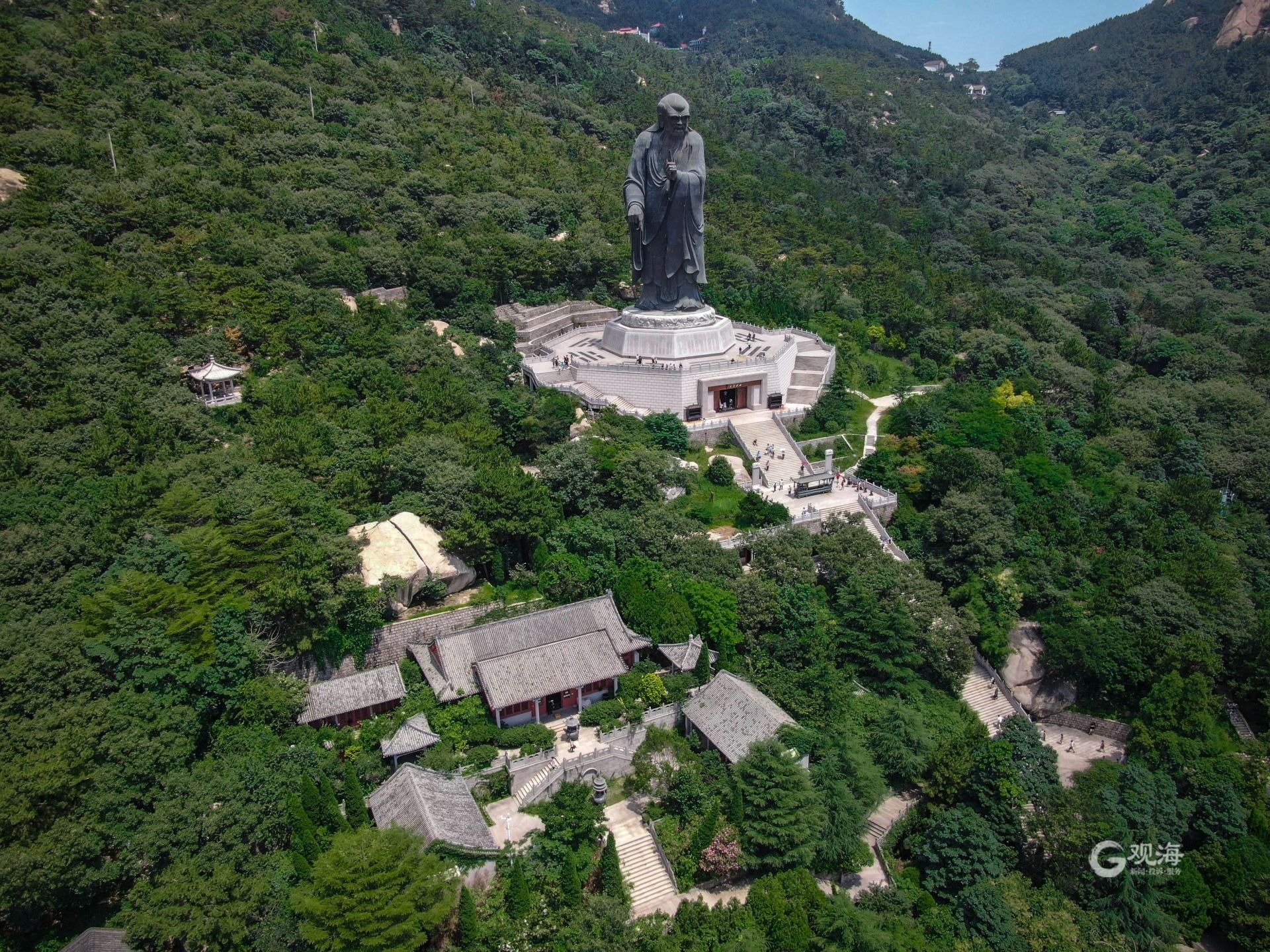 百年凌霄花开正艳崂山太清一抹清凉