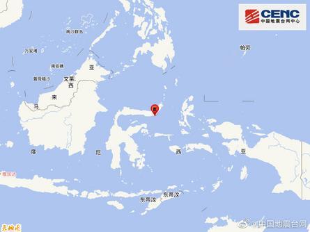 印尼北苏拉威西省附近海域发生5.4级地震 震源深度150千米