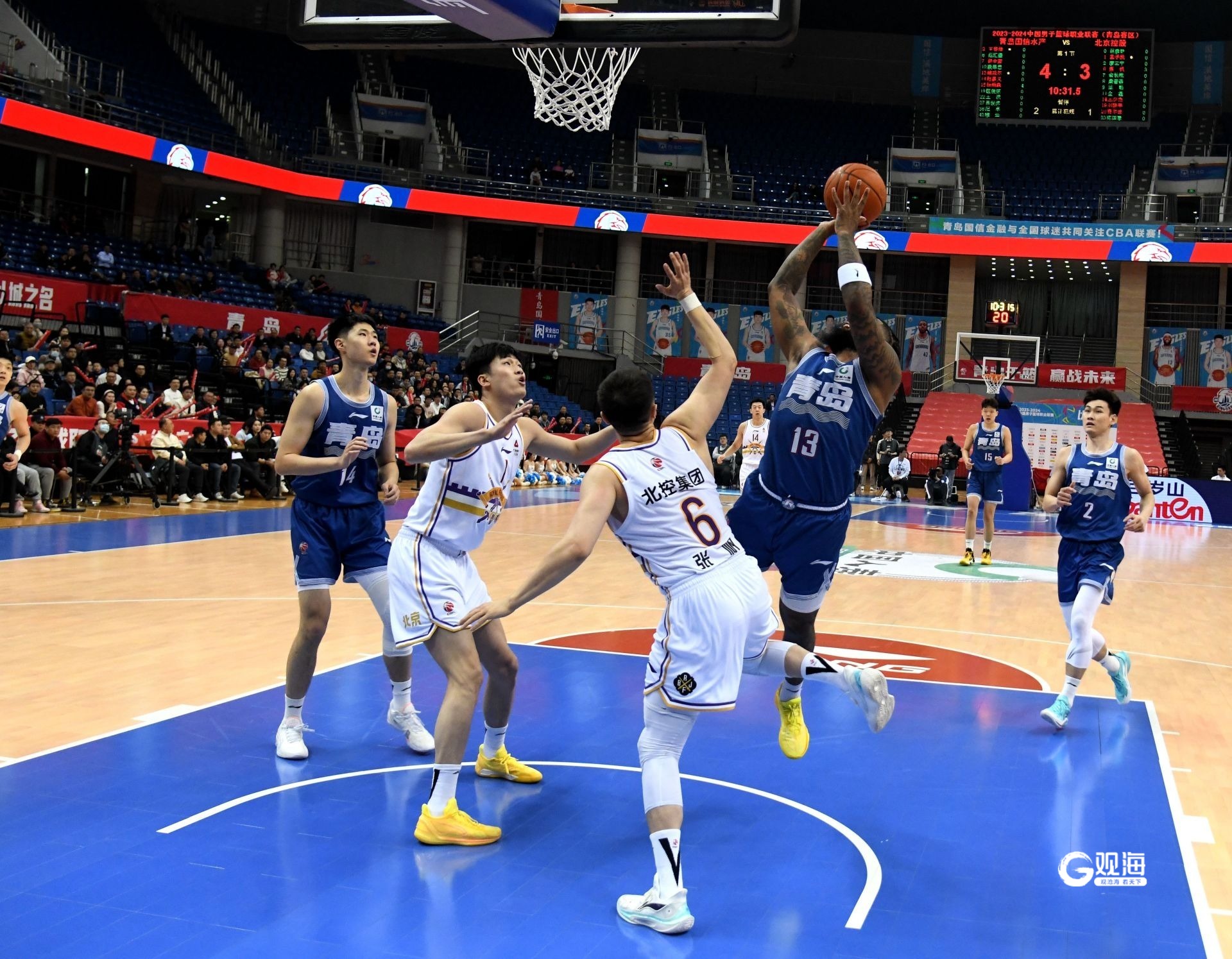 杨瀚森赛季得分创新高青岛国信男篮卡位大战力克北控