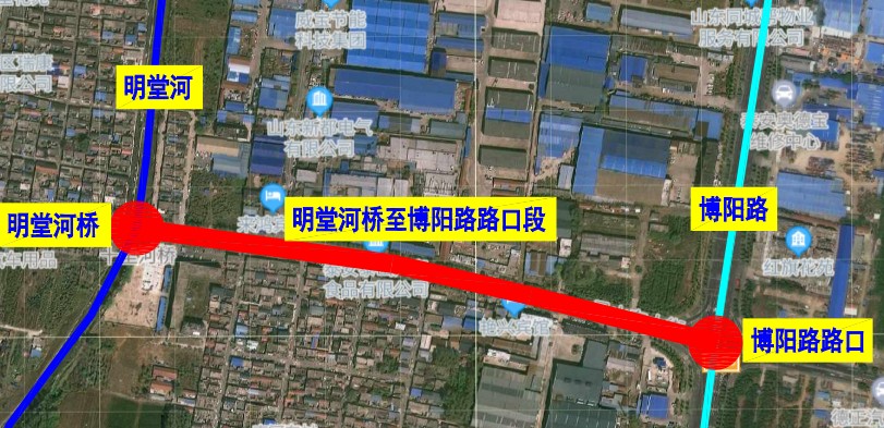 泰安>泰安民生>泰新路(明堂河桥至博阳路)绕行路线:一,车辆经博阳路