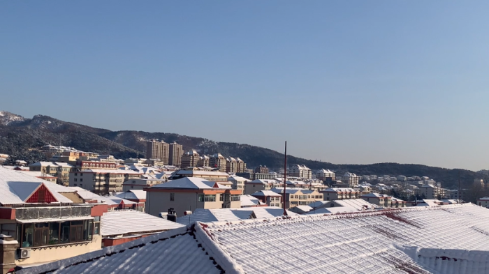 29秒丨静谧又美好!威海2021年的第一场雪悄然而至