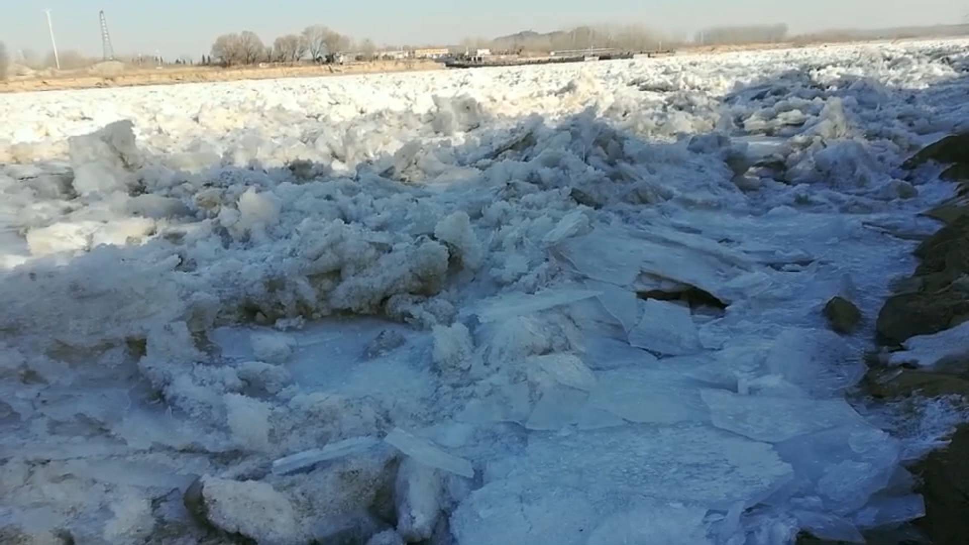 60秒|黄河山东段本年度首次封河!层层冰凌连绵不断