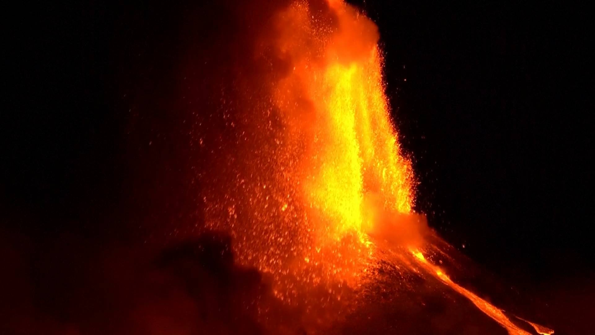 60秒歐洲最活躍火山持續噴發岩漿四濺上演火樹銀花