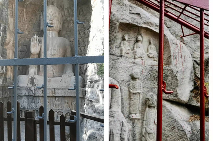 潍坊青州驼山石窟古迹被洒红色油漆,考古专家:如此保护实为破坏