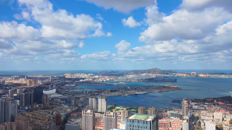 夏日感十足俯瞰烟台芝罘区美不胜收