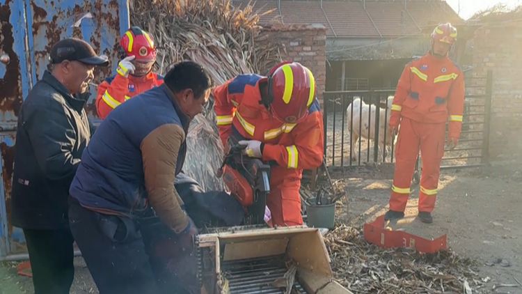 滨州：女子手卡铡草机 消防8分钟紧急救援