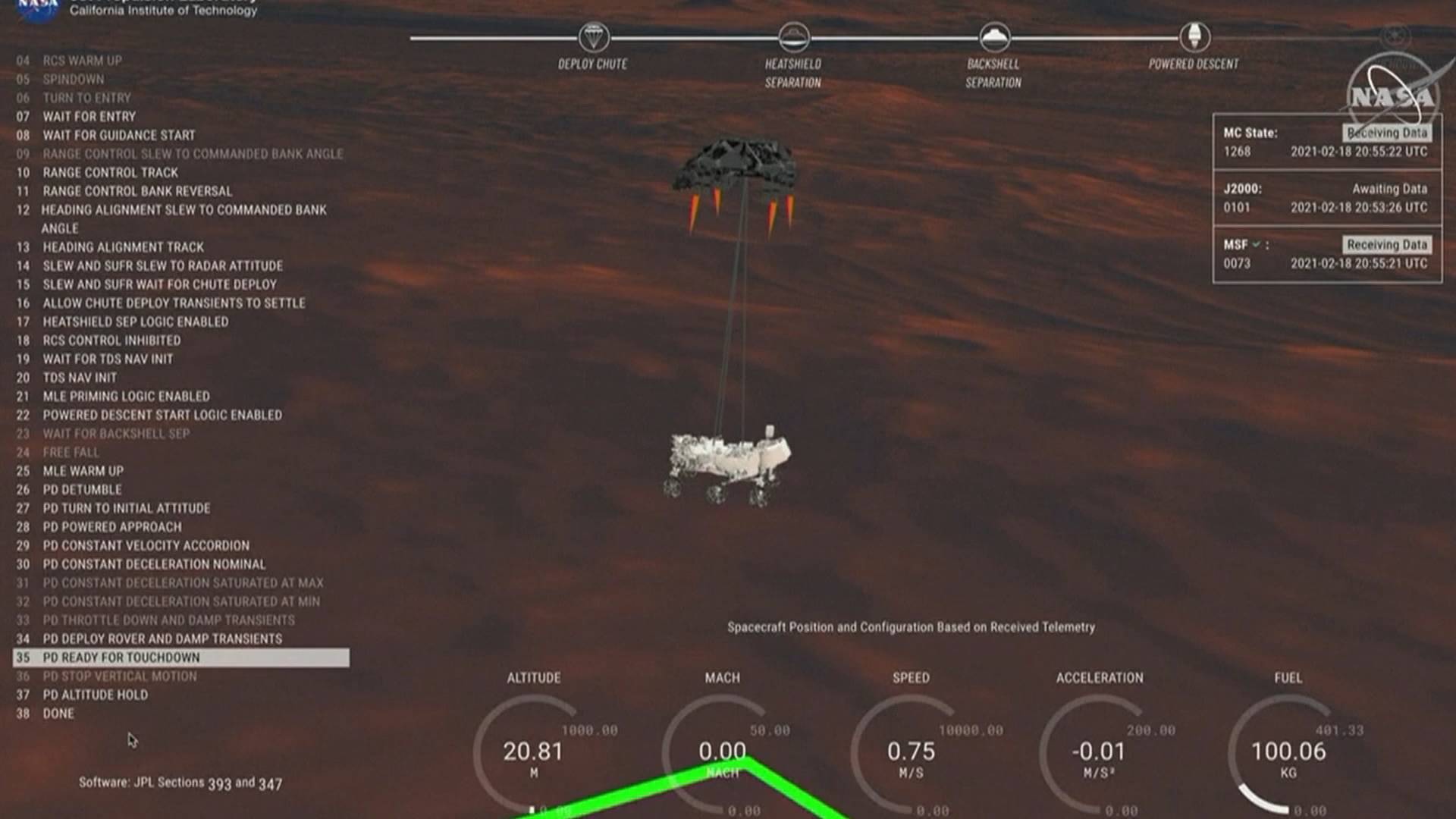 35秒｜美国“毅力”号火星车成功着陆 将寻找火星上可能存在过的生命迹象