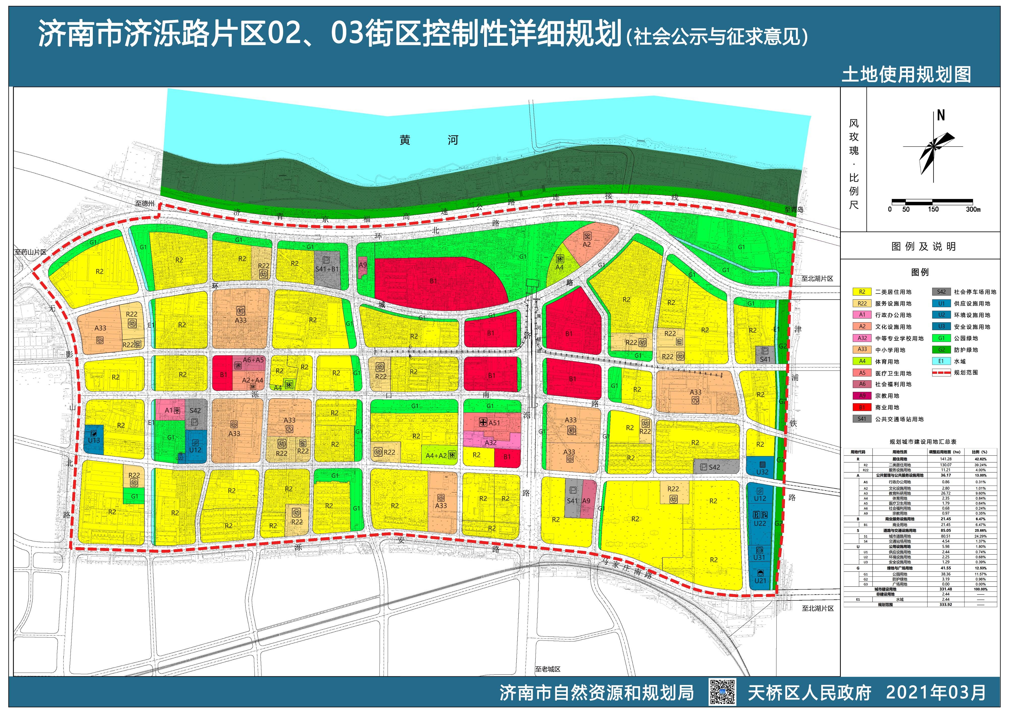 济南市济泺路片区两个街区控制性详细规划来了! 有2个地块规划有300米高层建筑