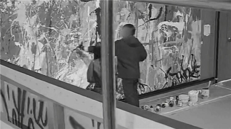 66秒丨韩国夫妇看展时 闯祸 意外涂鸦价值50万美元的画作