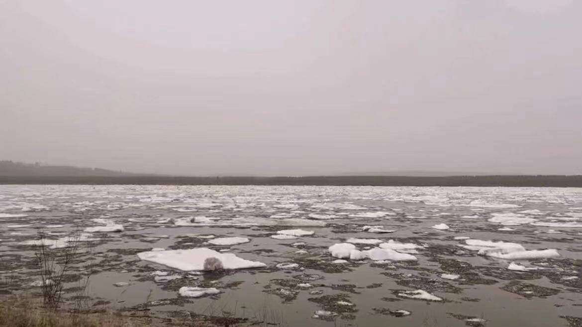 36秒丨黑龙江大兴安岭江段开江 大块冰排满江跑