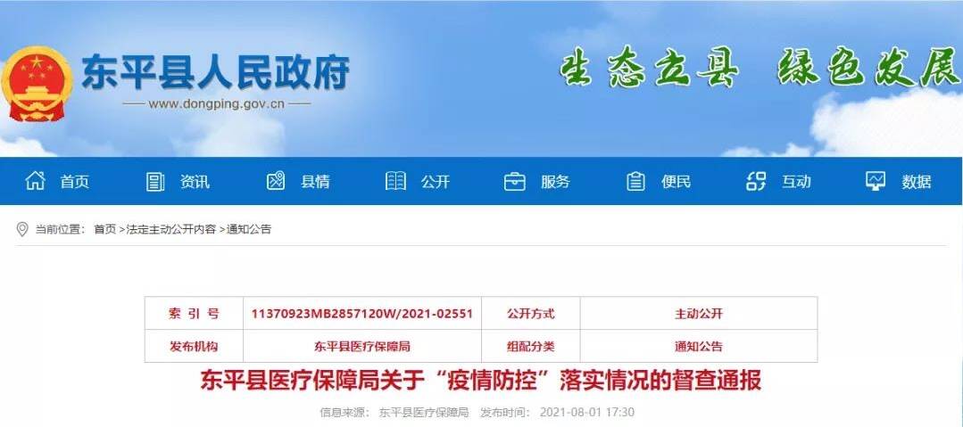 东平县医保局开展“疫情防控”督查，通报16家医药机构！