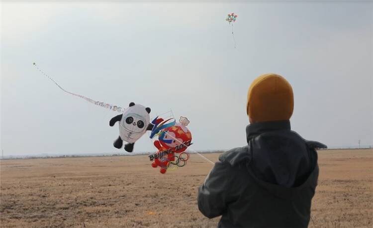 潍坊：2022米“冬奥”风筝翱翔蓝天 助力北京冬奥会