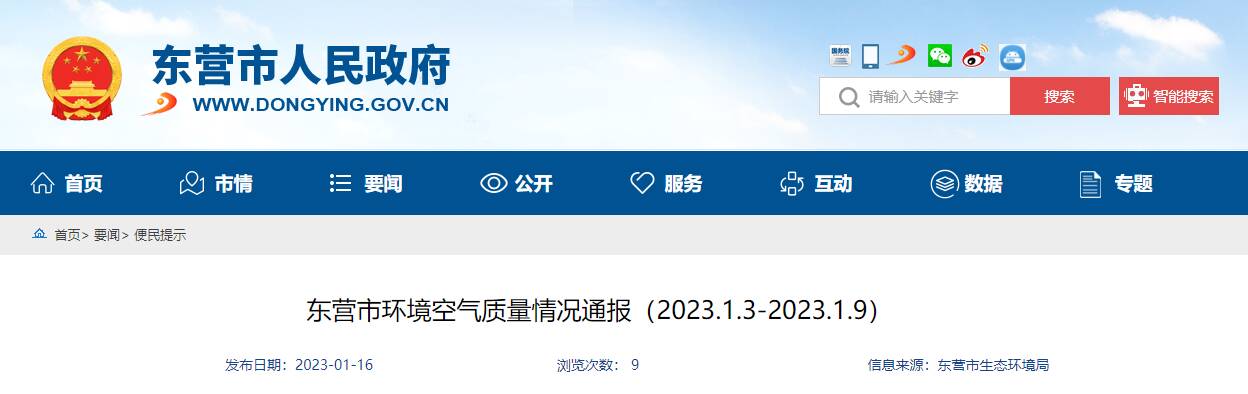 广饶县空气优良率14.29%垫底！东营通报最新一周环境空气质量排名