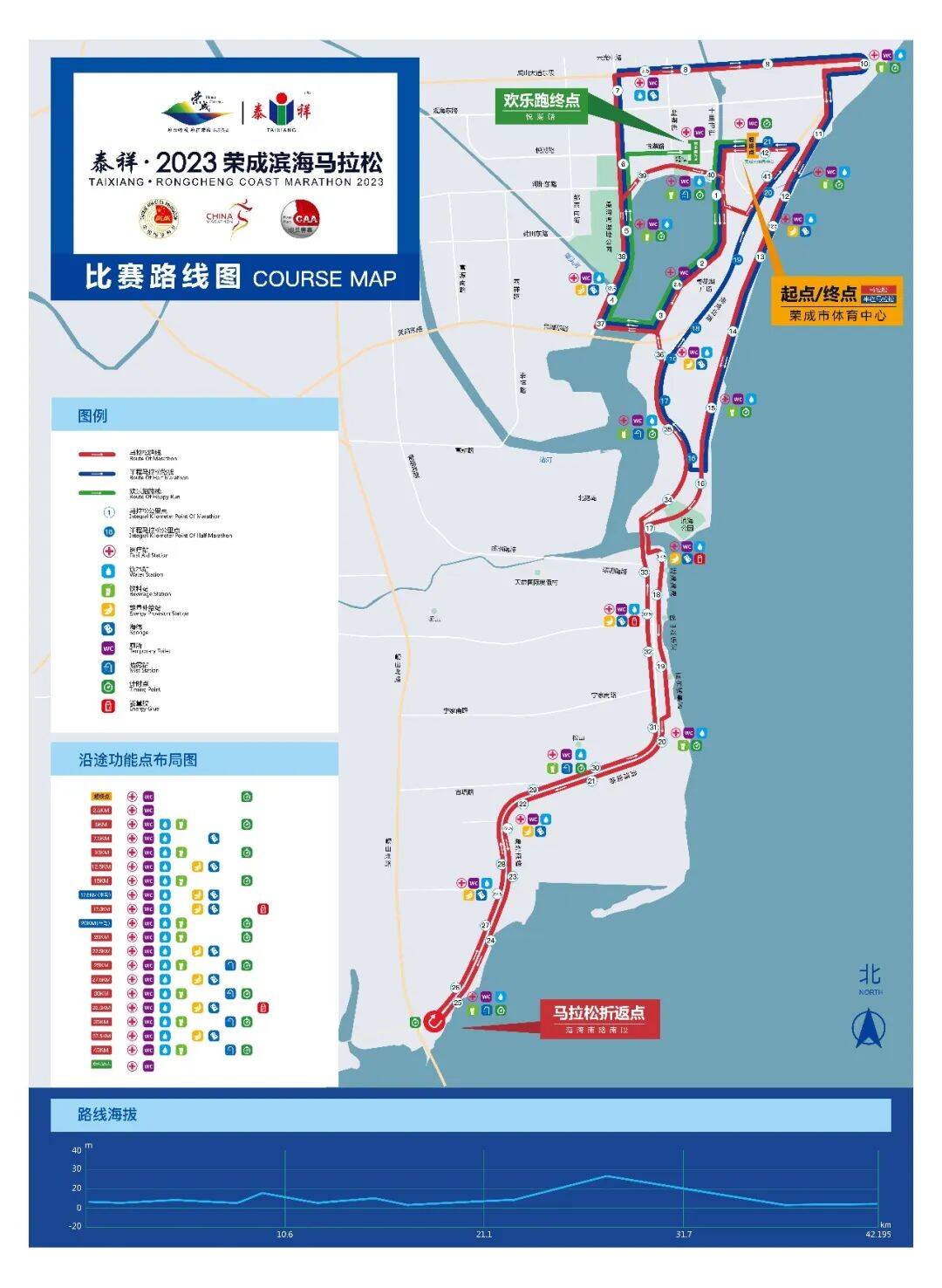 必看！2023荣成滨海马拉松赛道图公布！