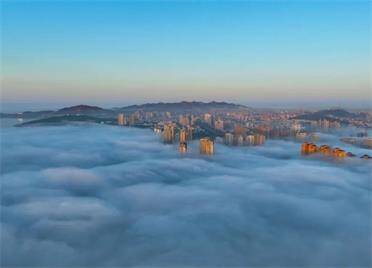 威海高新区雾气笼罩美若仙境