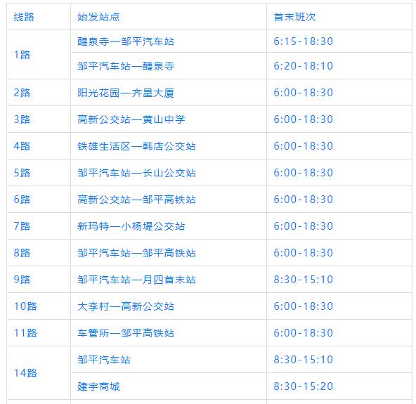 5月1日起 邹平公交车开始执行夏季运行时间