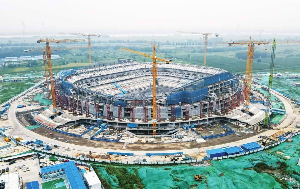 济南黄河体育中心足球场 屋盖钢结构施工启动