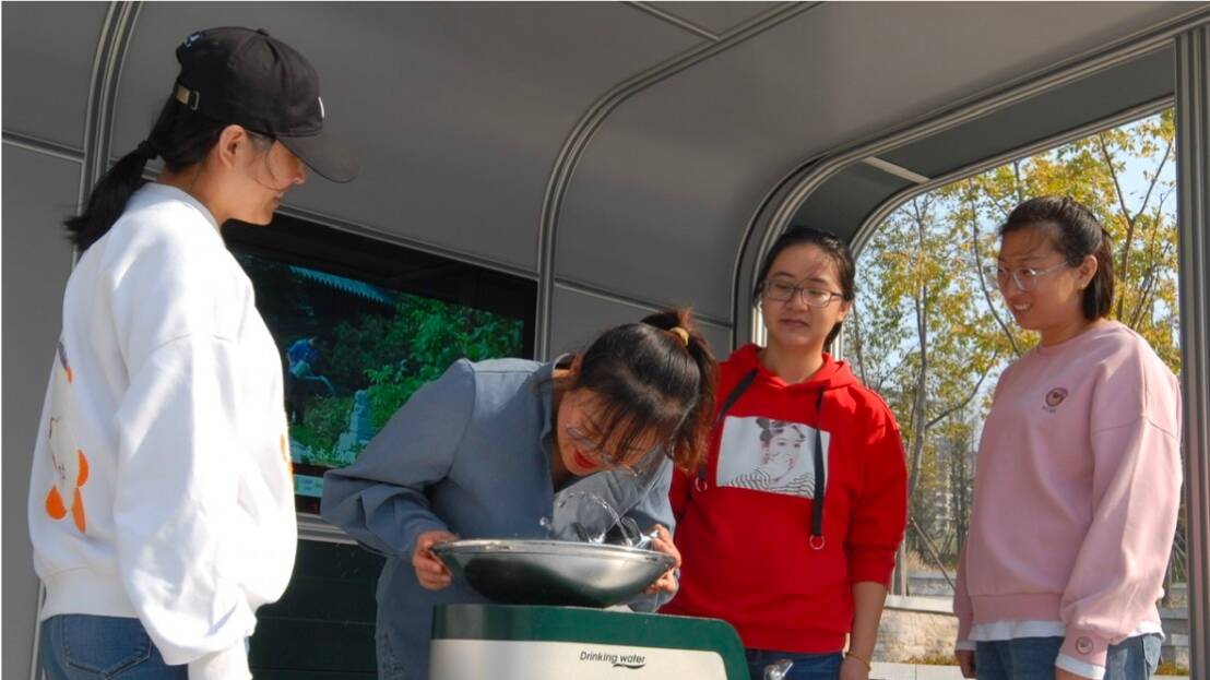 便民设施暖民心 即墨首个景观饮水亭在岘山公园免费开放