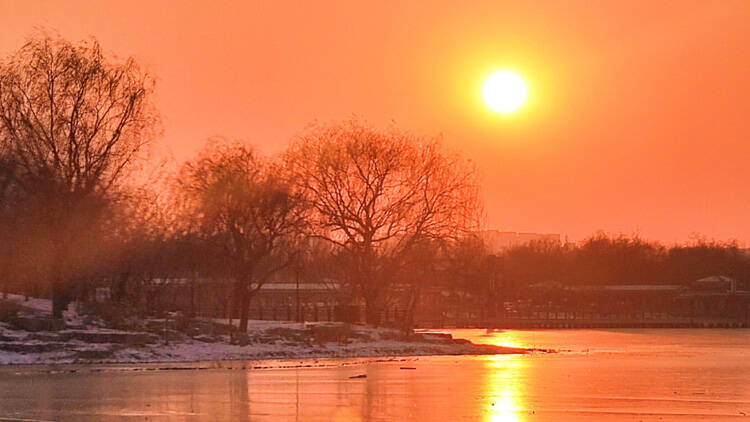 这就是淄博丨齐盛湖冬日夕阳如画