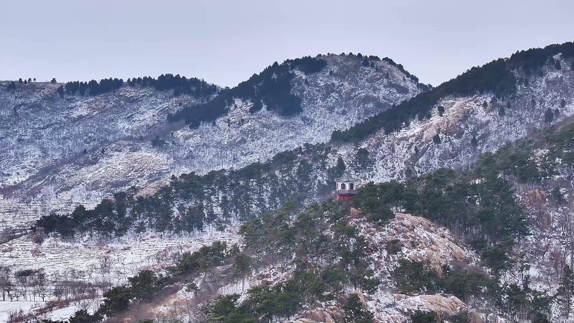诗画山东丨雪后宁阳凤仙山 宛若泼墨山水画