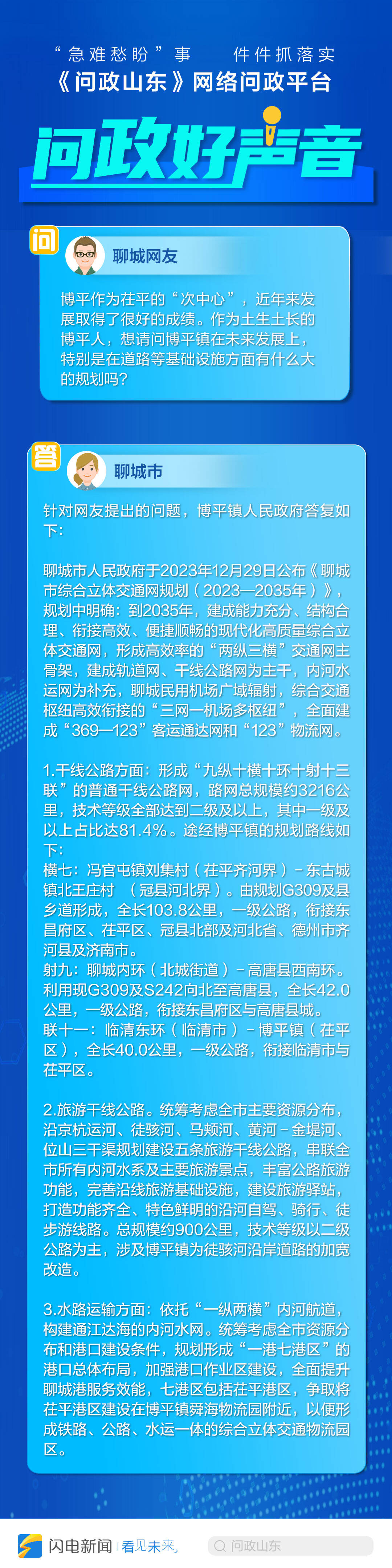 网络问政好声音聊城市茌平区博平镇未来交通规划