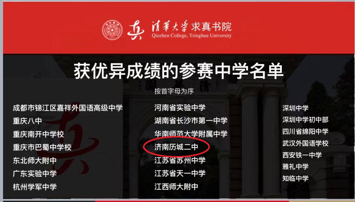历城二中在清华大学求真书院“国际数学日Pi节挑战赛”中再获佳绩