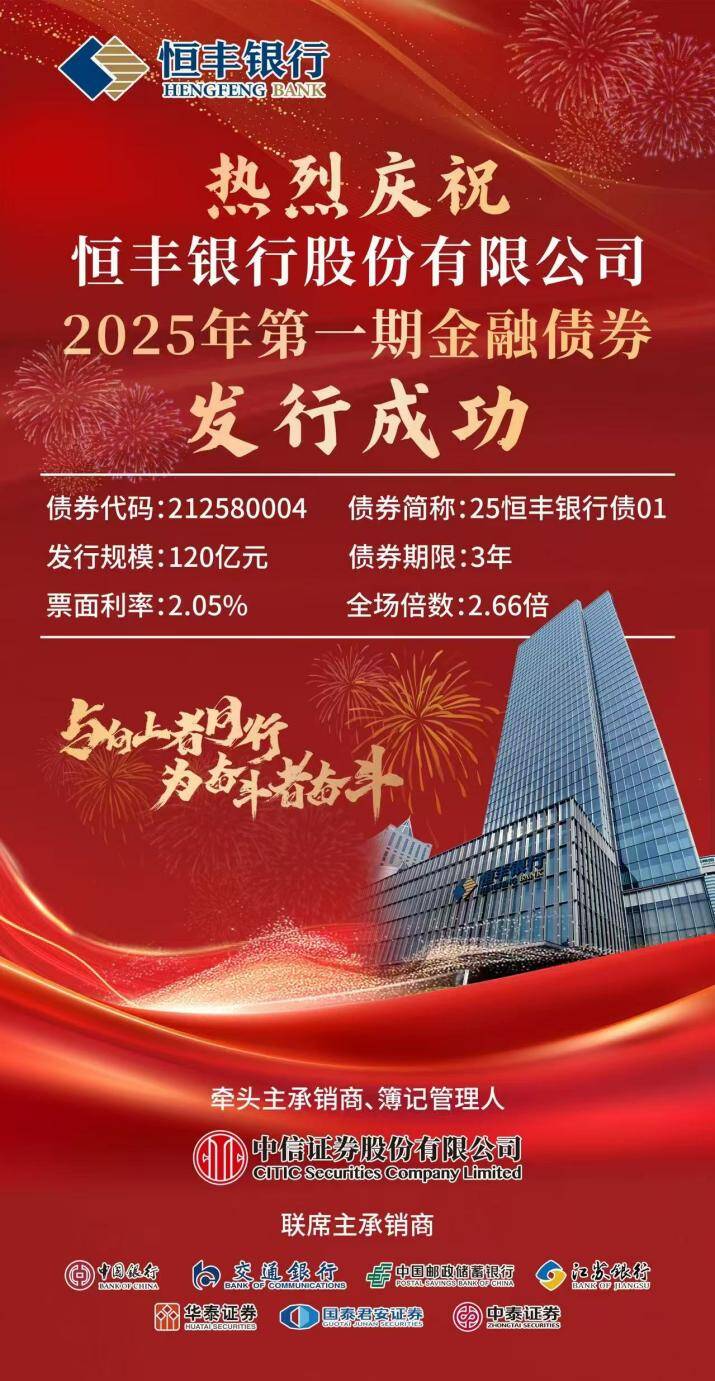 恒丰银行成功发行2025年第一期金融债券