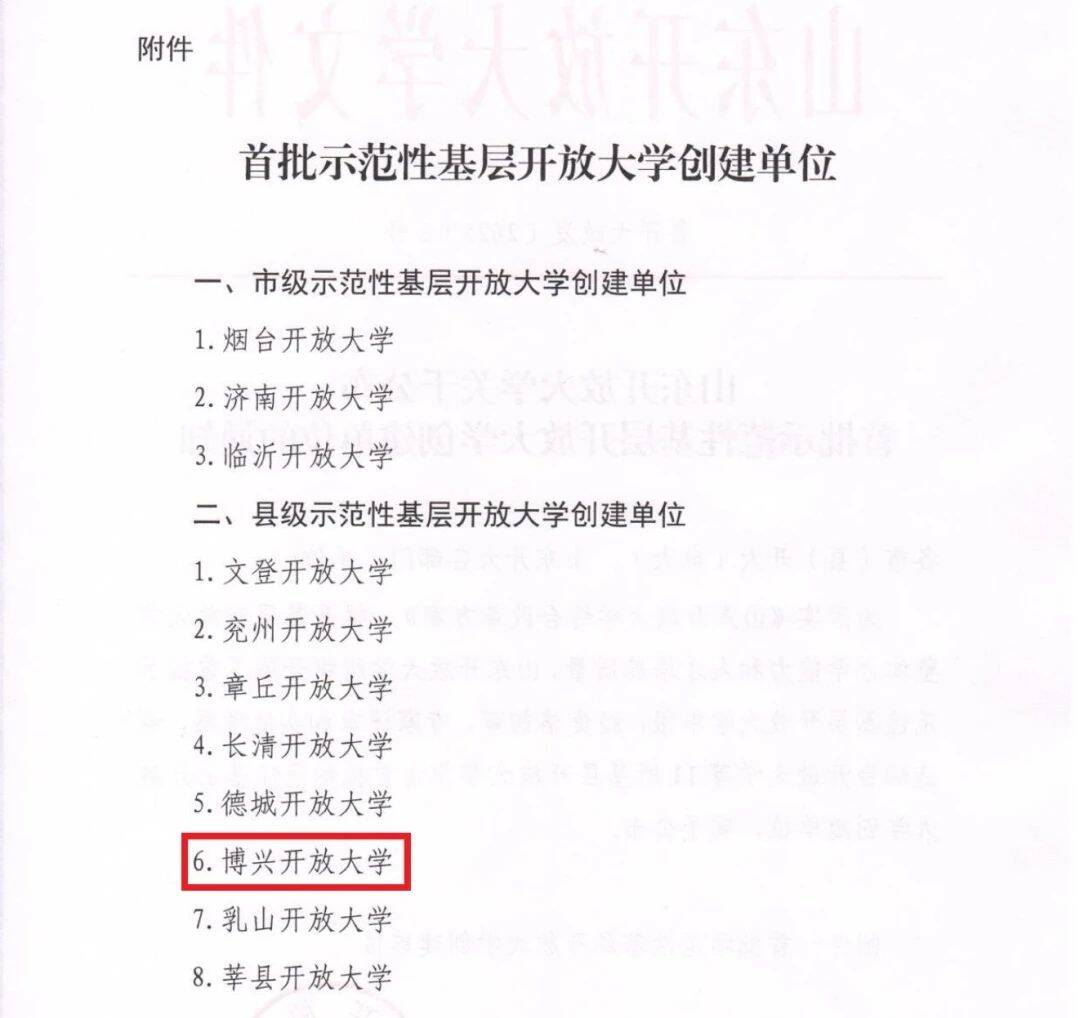 博兴开放大学获批山东省首批示范性县级开放大学
