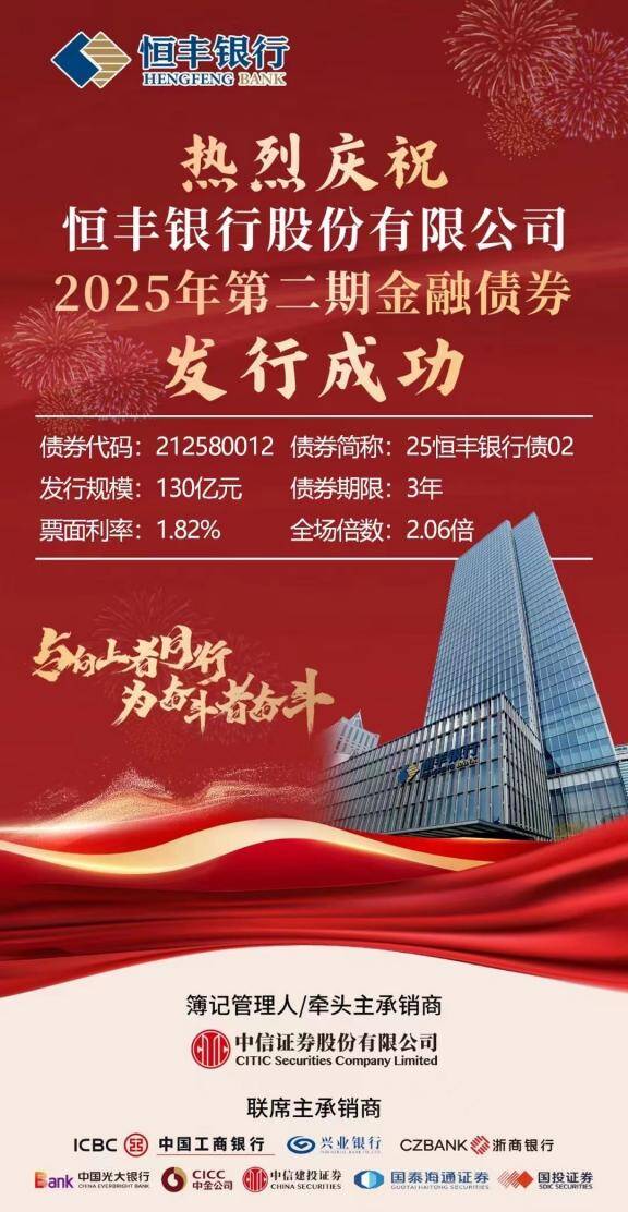 恒豐銀行成功發行2025年第二期金融債券